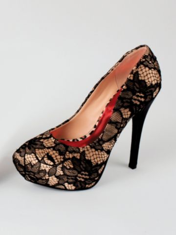 Lace Over Satin Pump
