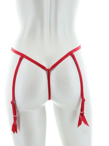 Rhinestone Hearts Gartered Thong