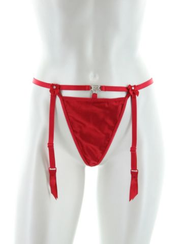 Rhinestone Hearts Gartered Thong