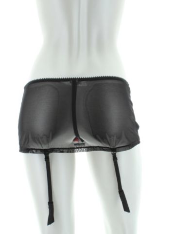 Satin Plaid Trim & Mesh Gartered Half Slip