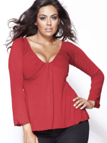 Draping U-Neck Top PLUS