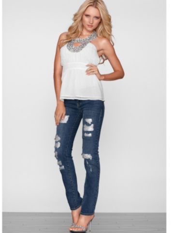 RHINESTONE MESH JEAN