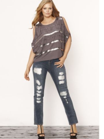 RHINESTONE MESH JEAN Plus