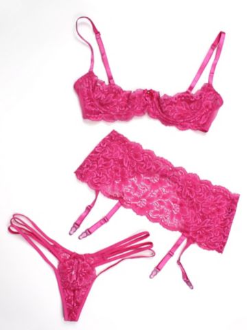 Lace Shelf Bralette & Strappy Thong Set